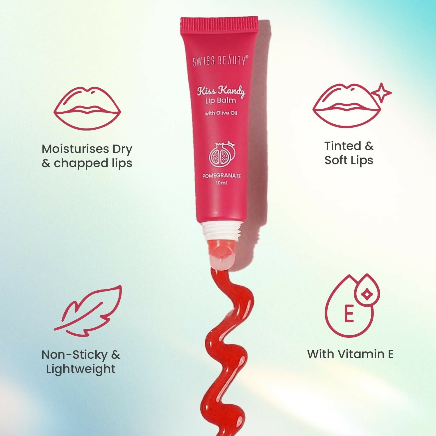 Swiss Beauty Kiss Kandy Lip Balm with Olive Oil - Pomegranate | Swadesiicart