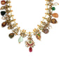 Long Kundan Neckpiece with Earrings with Multi Stones Jewellery Set (Gold) - Ruby Raang - Swadesiicart