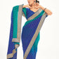 Blue Georgette Foil Printed Saree With Unstitched Blouse Piece - Nitya