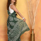 Very Much Indian Handblock Printed Cotton Saree With Natural Dyes - Green | Swadesiicart