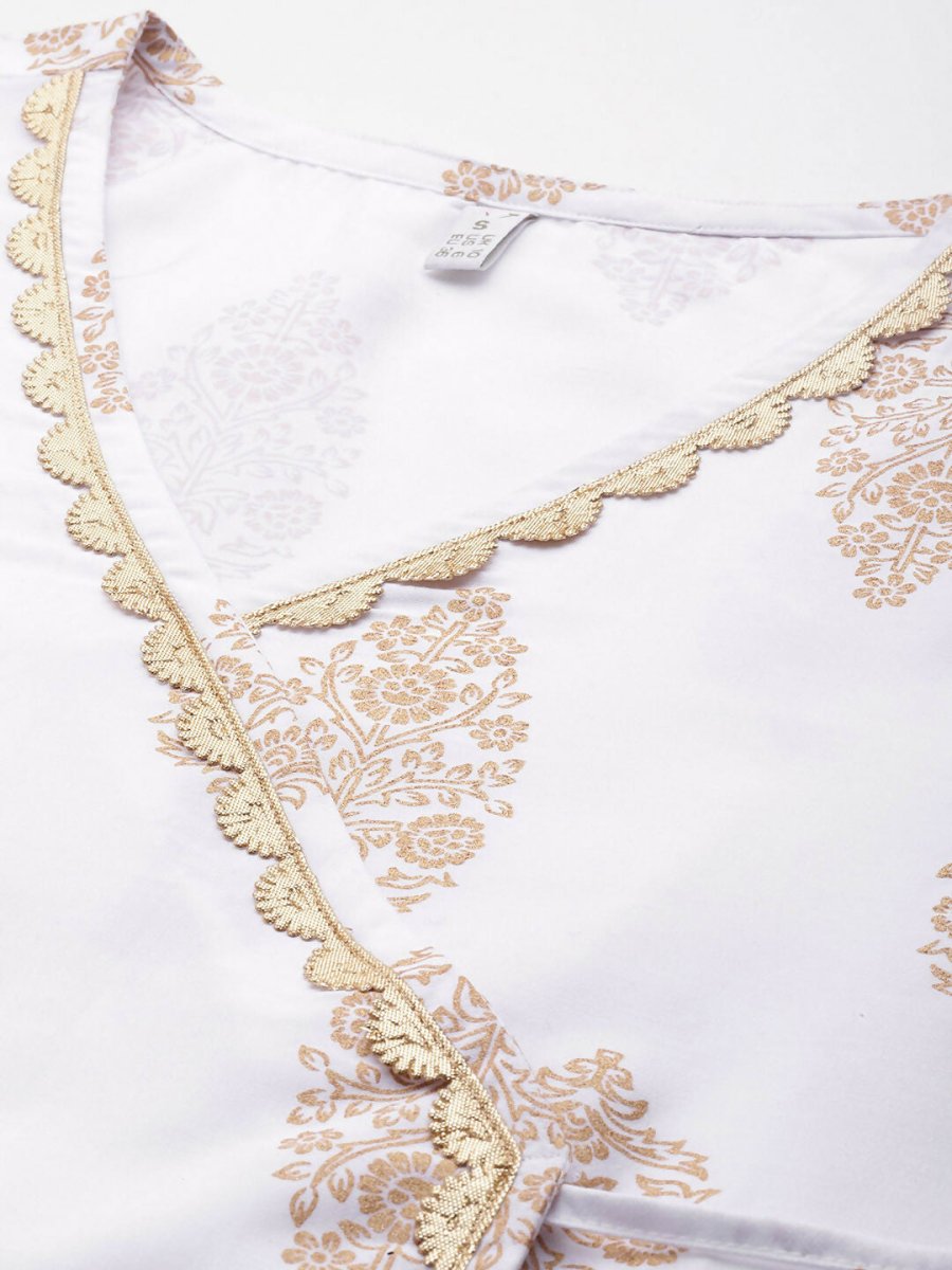 Ahalyaa Women's Traditional Wear Co-ods - White - Swadesiicart