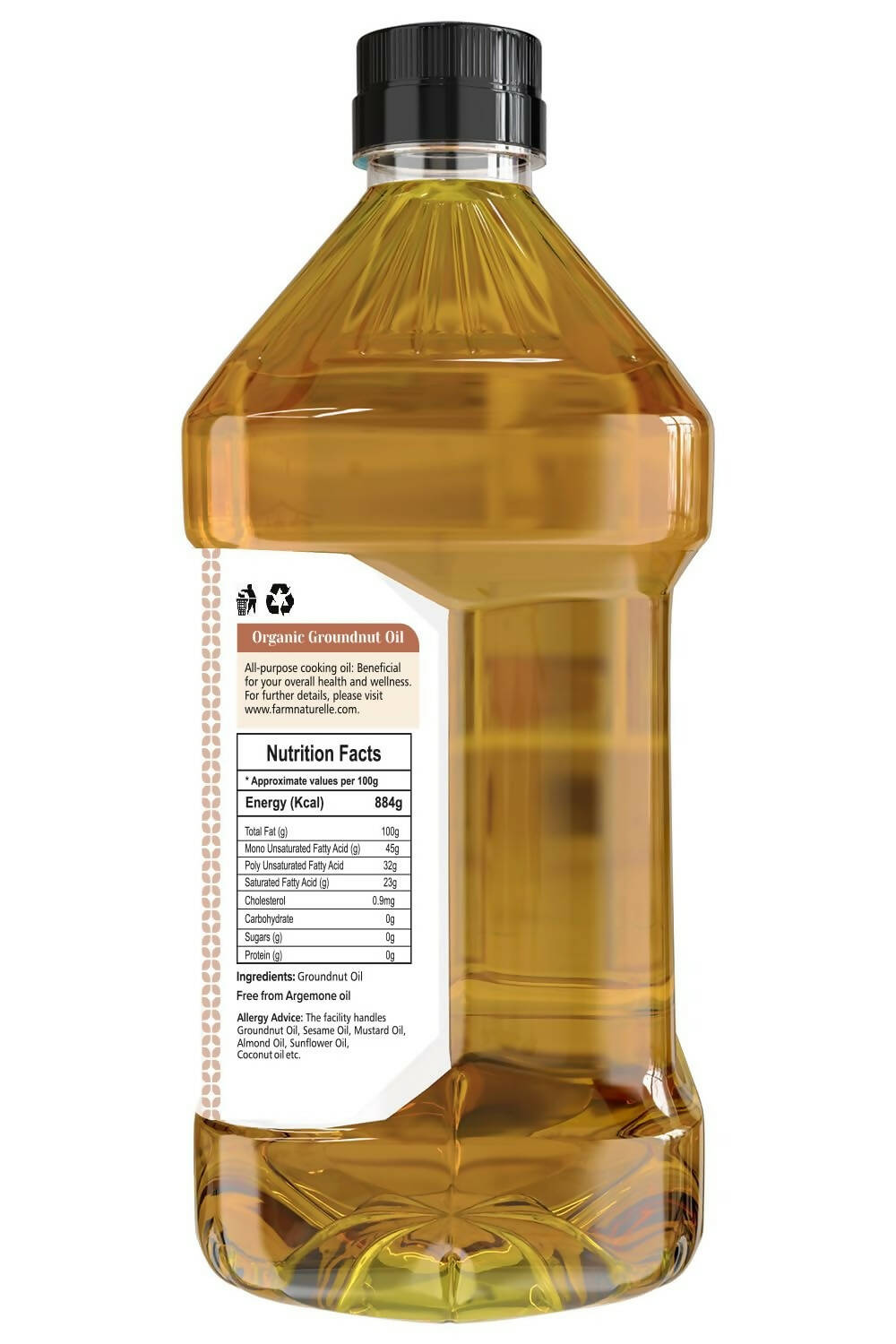 Farm Naturelle Organic Ghani Cold Pressed Virgin Groundnut/Peanut Oil - Swadesiicart