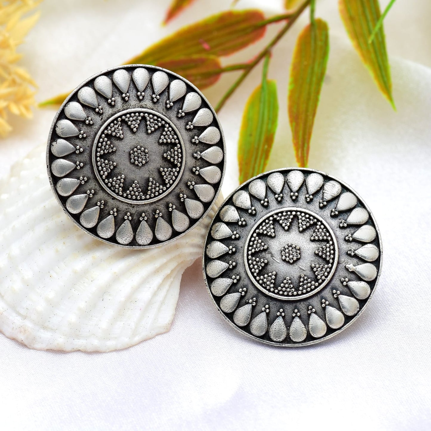 New Stylish Oxidized Gold-Polished Gold Studs Earrings for Womens by House of Ree | Swadesiicart