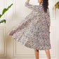 InWeave Teal Floral Sage Jaal Print Collar Dress - Swadesiicart