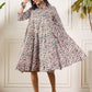 InWeave Teal Floral Sage Jaal Print Collar Dress - Swadesiicart