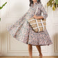 InWeave Teal Floral Sage Jaal Print Collar Dress - Swadesiicart