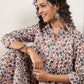 InWeave Teal Floral Sage Jaal Print Collar Dress - Swadesiicart