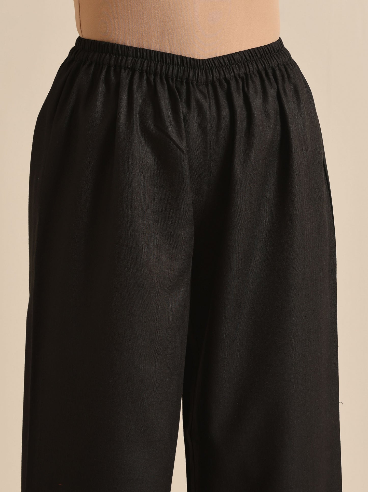 trueBrowns Black Slub Relaxed Placket Co-Ord Set - Swadesiicart