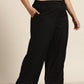 Juniper Women Black Rayon Solid Wide Leg Palazzo | Swadesiicart