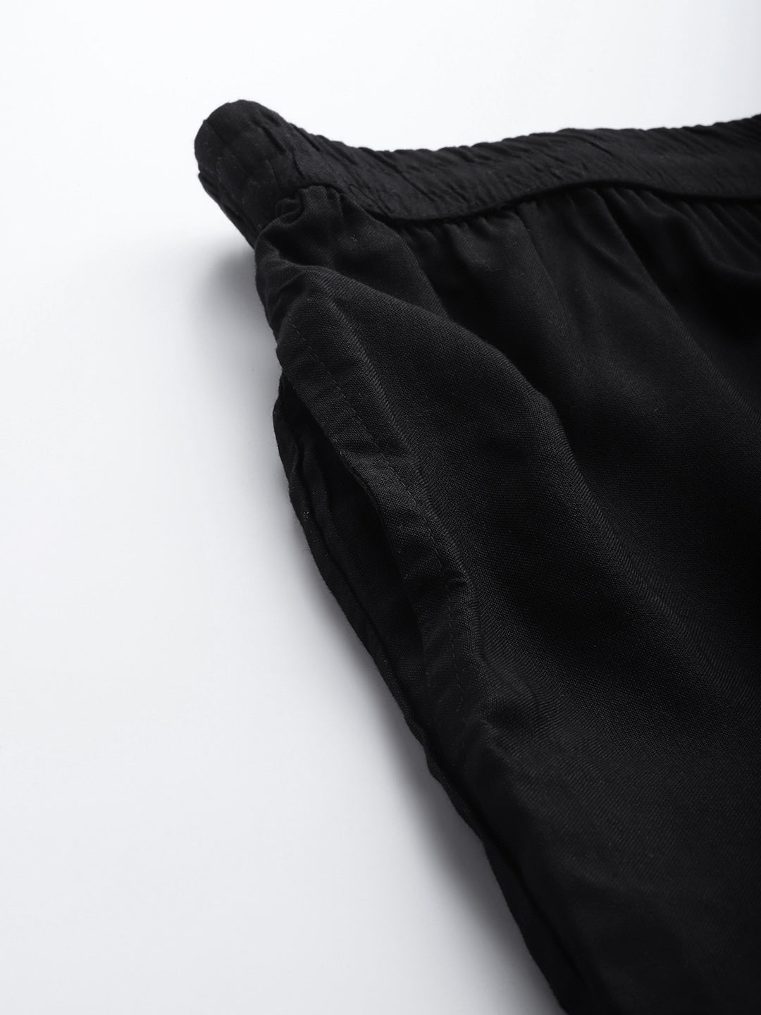 Juniper Women Black Rayon Solid Wide Leg Palazzo | Swadesiicart