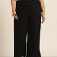 Juniper Women Black Rayon Solid Wide Leg Palazzo | Swadesiicart