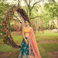 House of Panchhi Teal Pure Georgette Sequinse Work Lehenga & Blouse with Dupatta | Swadesiicart