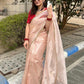 Lorenvalley Fashion Attractive Peach Crush Tissue Silk Saree With Jacquard Weaving Blouse - Swadesiicart