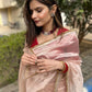 Lorenvalley Fashion Attractive Peach Crush Tissue Silk Saree With Jacquard Weaving Blouse - Swadesiicart
