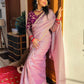 Lorenvalley Fashion Attractive Purple Crush Tissue Silk Saree With Jacquard Weaving Stitched Blouse - Swadesiicart