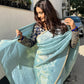 Lorenvalley Fashion Attractive Pink Crush Tissue Silk Saree With Jacquard Weaving Stitched Blouse - Swadesiicart