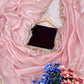 Lorenvalley Fashion Pink Soft Zimmy Silk Saree With Fancy Lace - Swadesiicart