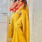 Lorenvalley Fashion Attractive Yellow Crush Tissue Silk Saree With Jacquard Weaving Stitched Blouse - Swadesiicart