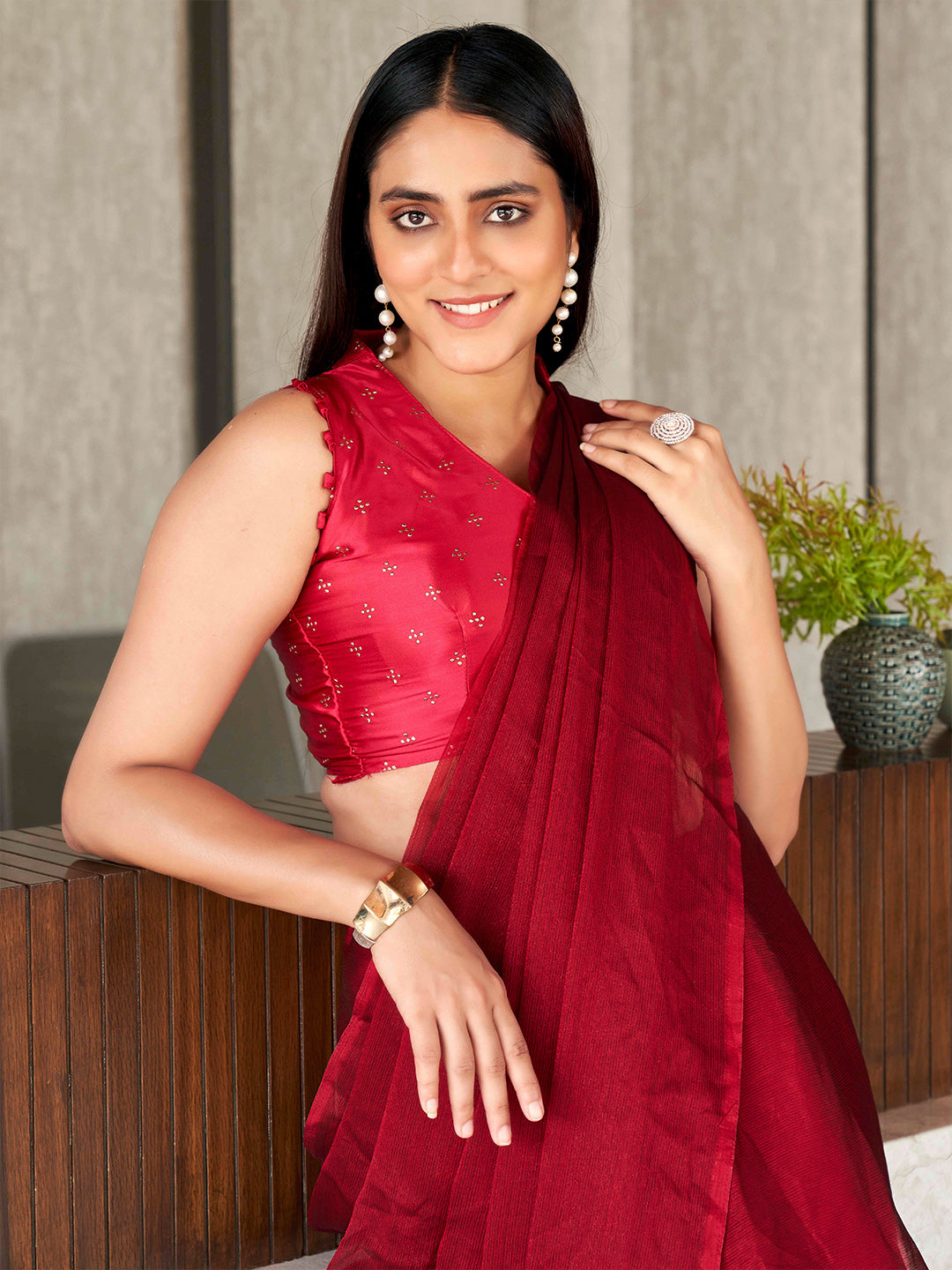 Tikhi Imli Polyester Ready to Wear Saree | Swadesiicart