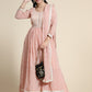 Kalini Women Peach-Coloured Ethnic Motifs Embroidered Empire Thread Work Kurta with Sharara & With Dupatta | Swadesiicart