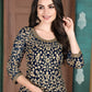 Anaita Navy Blue Embroidered Faux Georgette Anarkali Suit