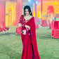 Lorenvalley Fashion Premium Magenta Georgette Satin Saree with Stitched Embroidery Blouse - Swadesiicart
