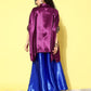 InWeave Women's Wine Navy Brocade Satin Boho Blue Palazzo Set - Swadesiicart