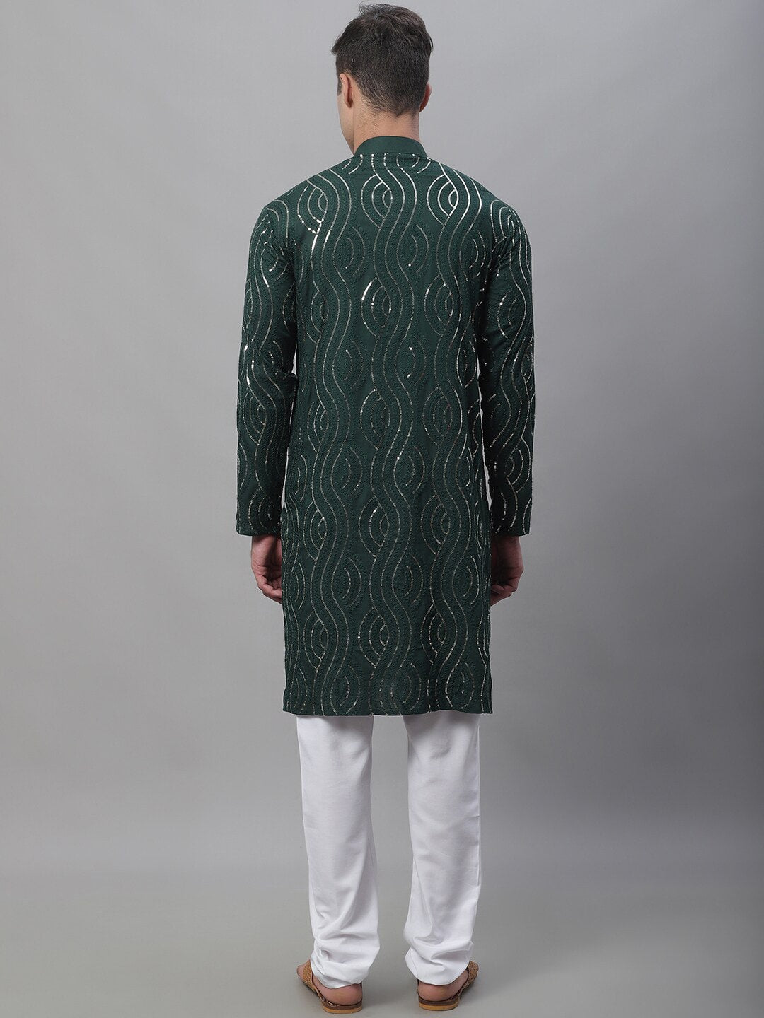 Sojanya Geometric Embroidered Pure Cotton Kurta With Churidar | Swadesiicart
