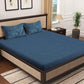 KLOTTHE Turquoise Blue 300 TC Woolen Fitted King Bedsheet With 2 Pillow Covers - Swadesiicart