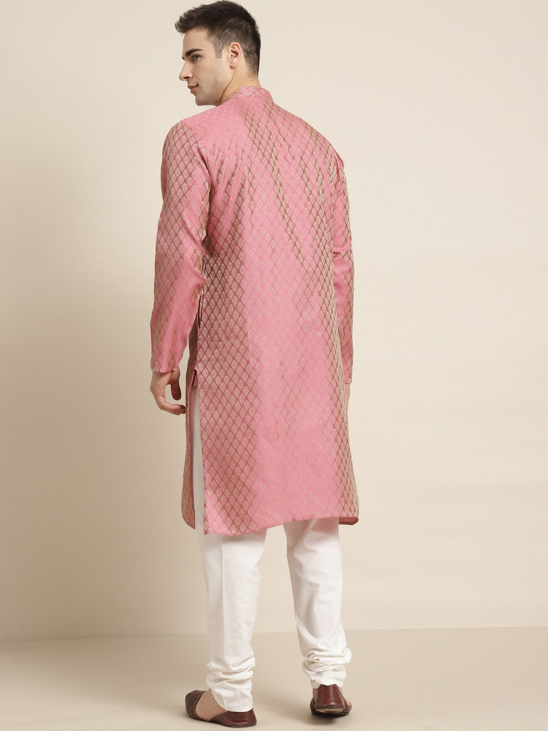 Sojanya Ethnic Motif Woven Design Mandarin Collar Straight Kurta With Churidar | Swadesiicart
