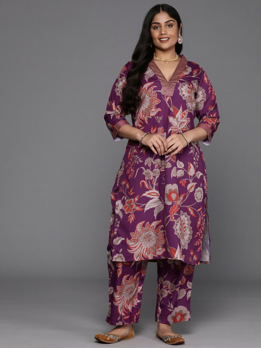 Ahalyaa Women's Traditional wear Kurta Set - Purple | Swadesiicart