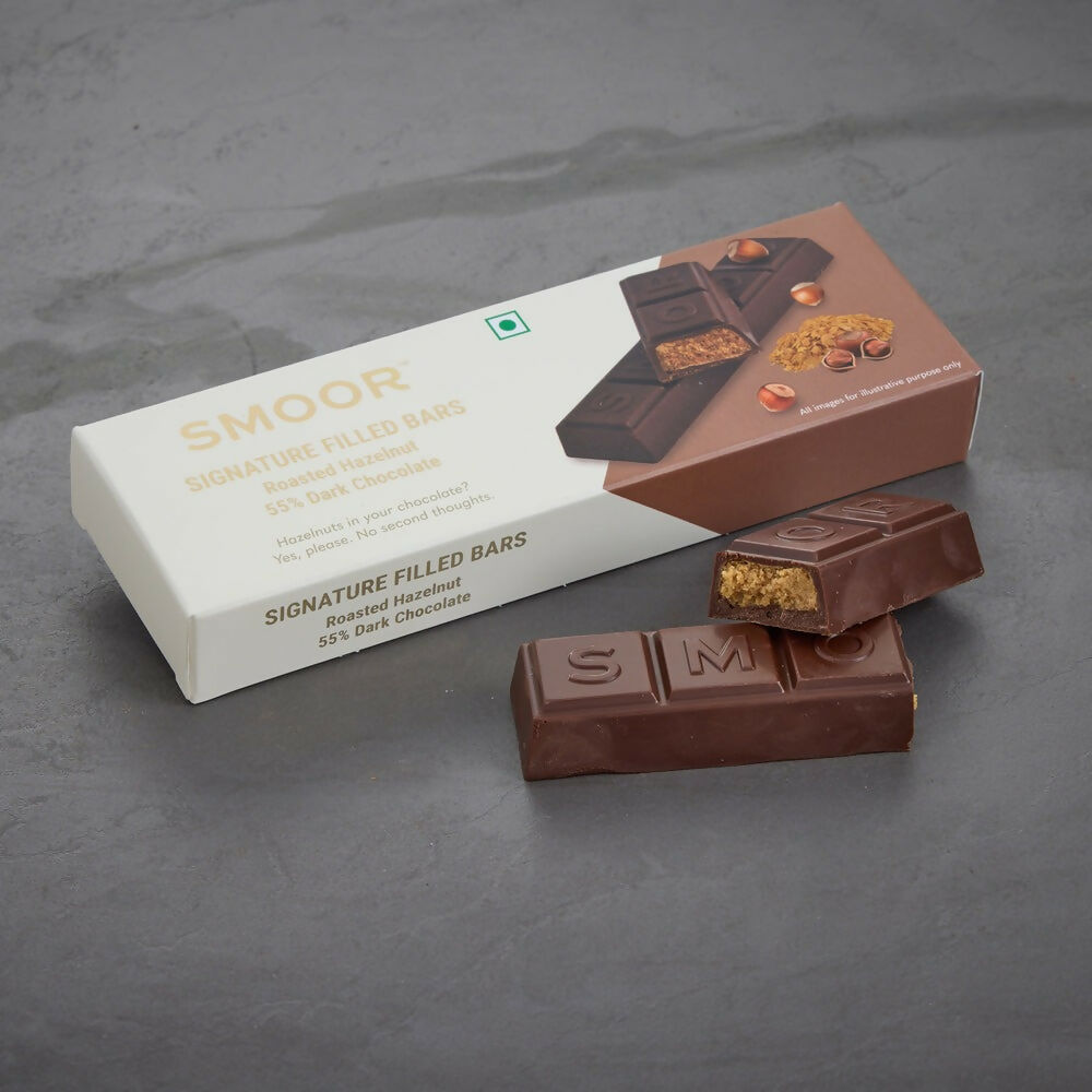 Smoor Signature Filled Bars Roasted Hazelnut Bars 55% Dark Chocolate | Swadesiicart