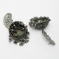 NVR Women's Silver-Plated Oxidised Dome Shaped Jhumka Earrings | Swadesiicart