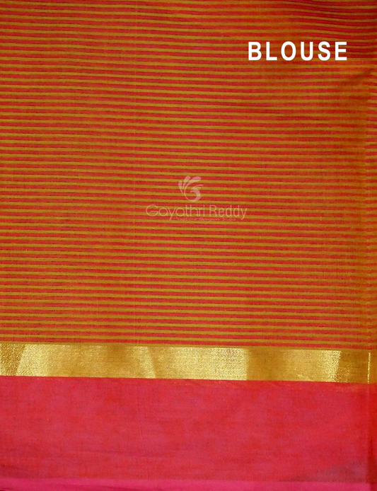 Dual Shades of Tomato Red Pure Magalgiri Cotton Saree By Gayathri Reddy Designer Studio | Swadesiicart