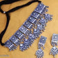 Tehzeeb Creations Women's Silver Colour Oxidised Necklace Set With Mirror And Beads - Swadesiicart