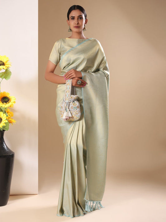 Masq Grey & Gold-Toned Embroidered Potli Clutch - Swadesiicart