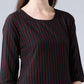 Vishudh Women Black & Red Striped A-Line Kurta - Swadesiicart