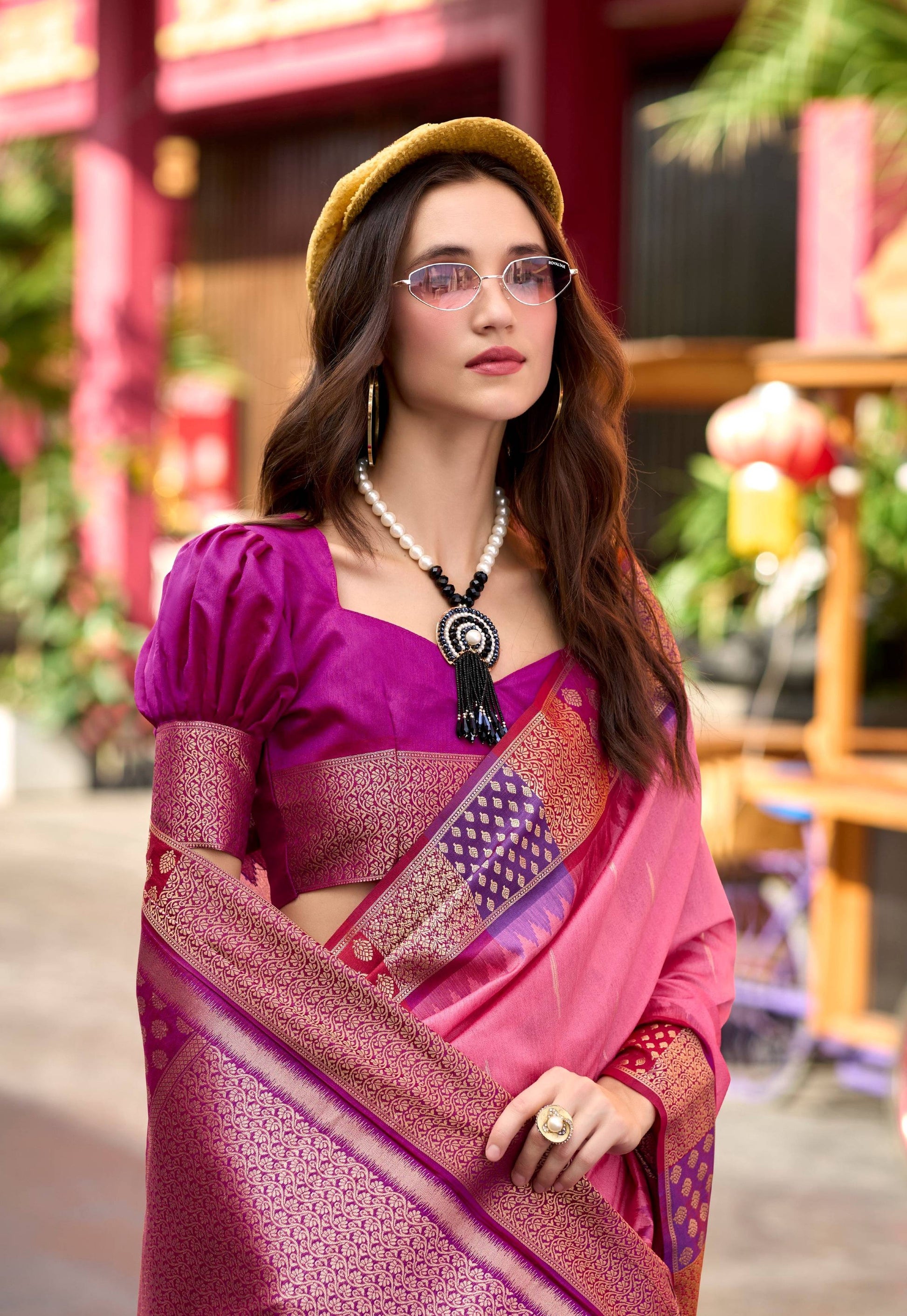 Anaita Pink Designer Weaving Pure Silk Saree With Blouse