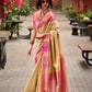 Anaita Cream Designer Weaving Pure Silk Saree With Blouse