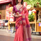 Anaita Peach Designer Weaving Pure Silk Saree With Blouse