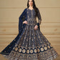 Anaita Navy Blue Embroidered Faux Georgette Anarkali Suit