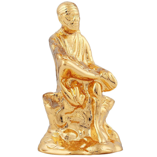 Estele Gold-Polished Divine Sirdi Sai Baba Idol for Pooja/Gifts/Car decor - Swadesiicart