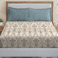 MYTRIDENT Dusk and Dawn Beige Printed Pure Cotton 144 TC Queen Bedsheet 2 Pillow Covers - Swadesiicart
