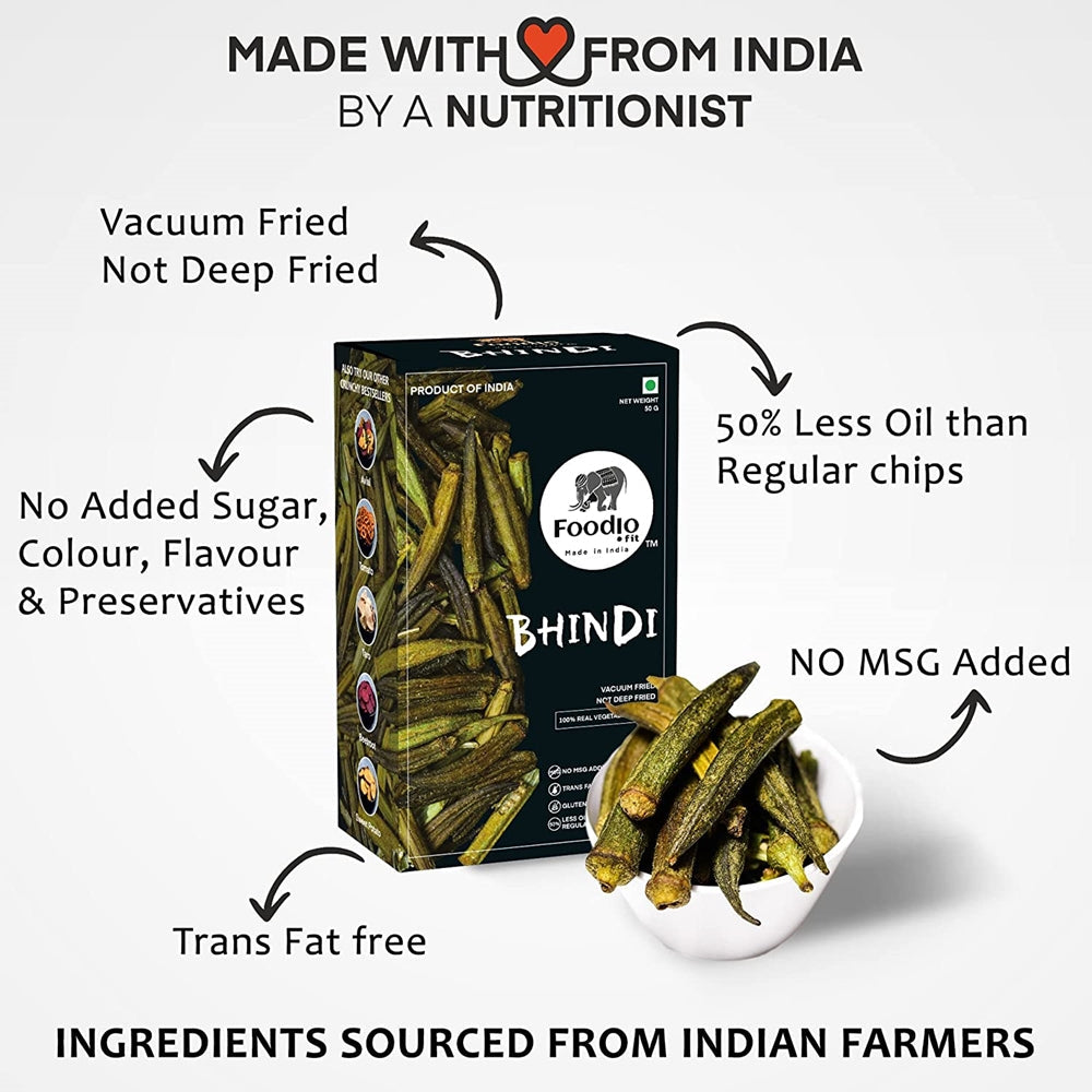 Foodio Bhindi Vacuum Fried Chips - Swadesiicart