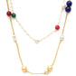 Layered Pearl and Gold Neckpiece with Multi Stones (Multi Color) - Ruby Raang | Swadesiicart