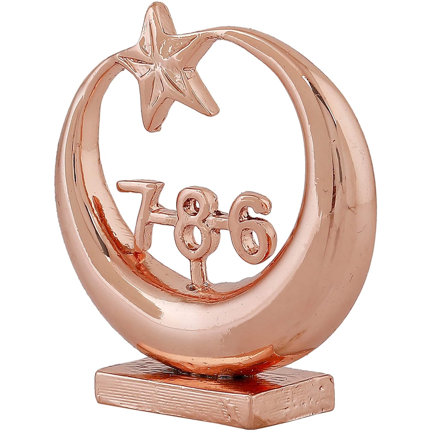 Estele Pink/Rose Gold-Polished Spiritual 786 Chand Taara Idol for Home Decorative/ Car Dashboard - Swadesiicart