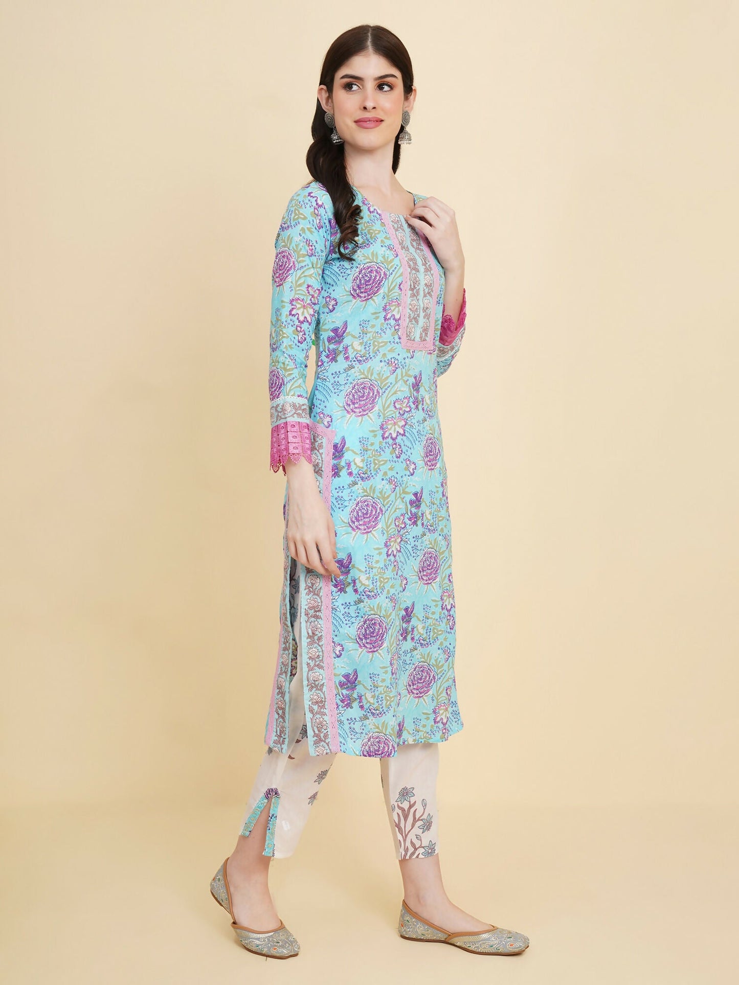 Designer Stylish skyblue Cotton Stitched Suit With Dupatta - Tanisha | Swadesiicart
