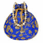 Ethnic Silk Potli bag Clutch Batwa Pouch with Embroidery and Metal Bead work Gift For Women - Swadesiicart