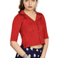 Aastha Fashion Women's Women's Red Art Silk Button Readymade Blouse