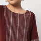 FIORRA Women's Maroon Poly Crepe Flared Kurta With Dupatta - Swadesiicart